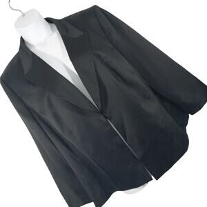 NWOT! NIPON BOUTIQUE! LUXE BLACK SATINY WIDE LAPEL, OPEN FRONT BLAZER! SZ 24W